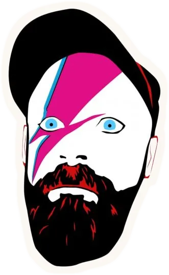 Magic Barnes, drawn with an Aladdin Sane lightning bolt